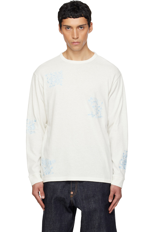 

Kenzo Белая футболка с длинным рукавом Kenzo Paris 'Kenzo Cartoon Contoured' Relax