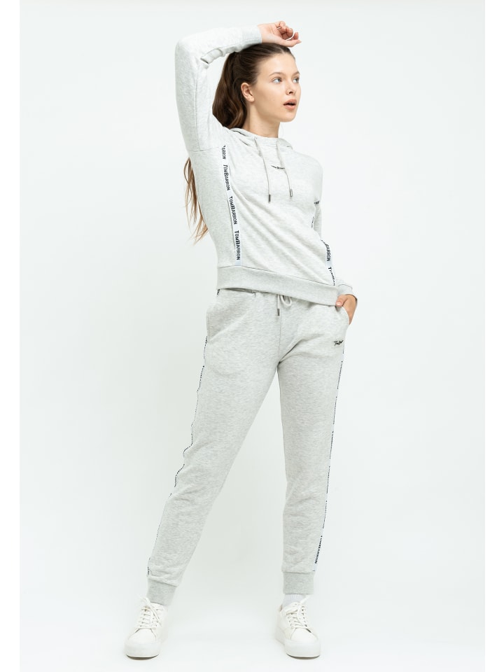 

Повседневный костюм Tom Barron для женщин, стандартный крой, толстовка с капюшоном и брюки, серый