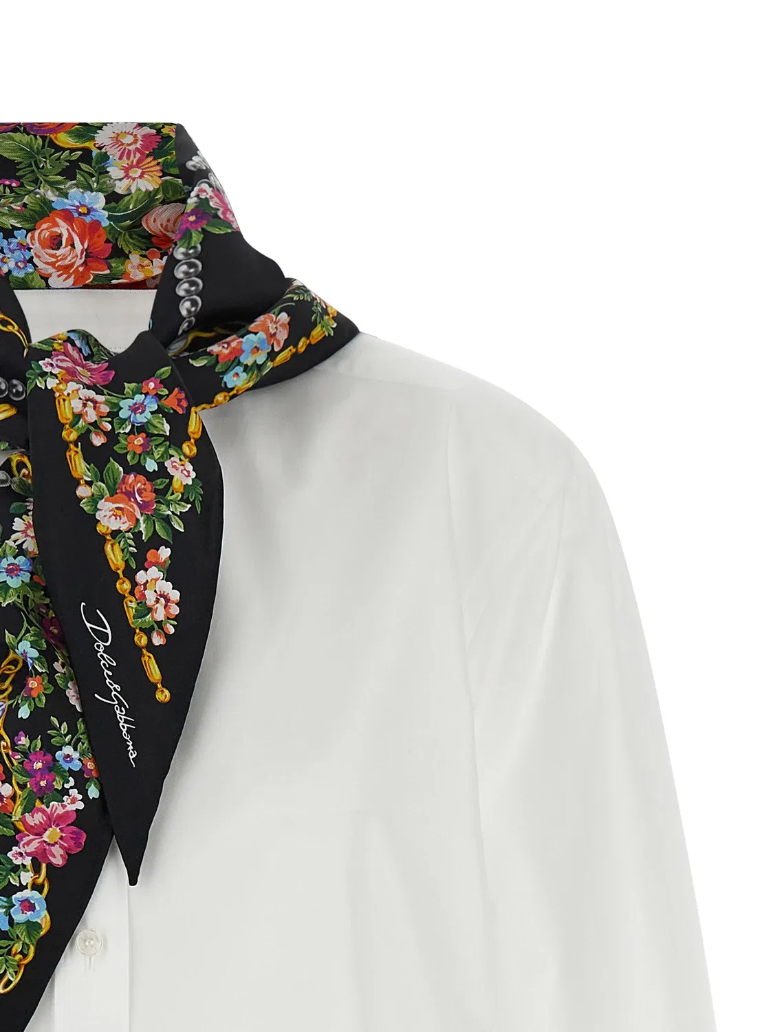 Рубашка с шарфом DOLCE & GABBANA, белый — фото 4