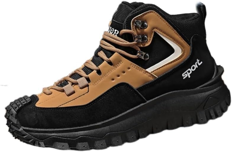 

Мужские зимние ботинки Hhhchpm с меховой подкладкой, водонепроницаемые, теплые, для походов, противоскользящие, уличные, высокие ботинки на щиколотку для работы и треккинга, хаки