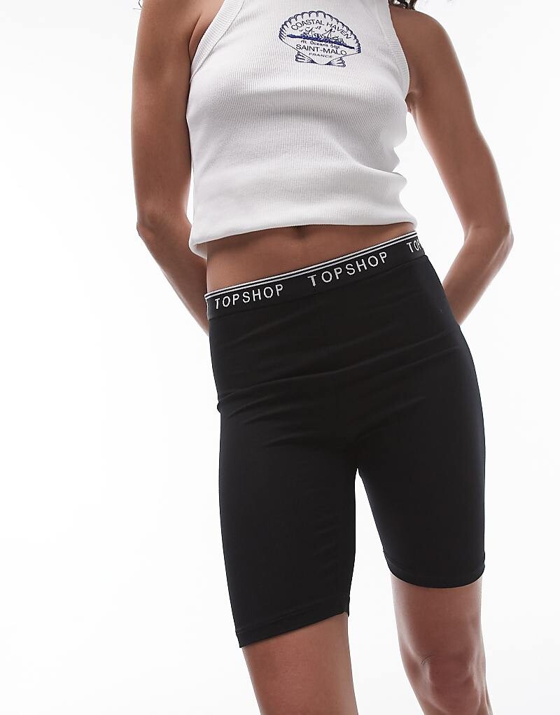

Черные шорты-леггинсы Topshop – с логотипом
