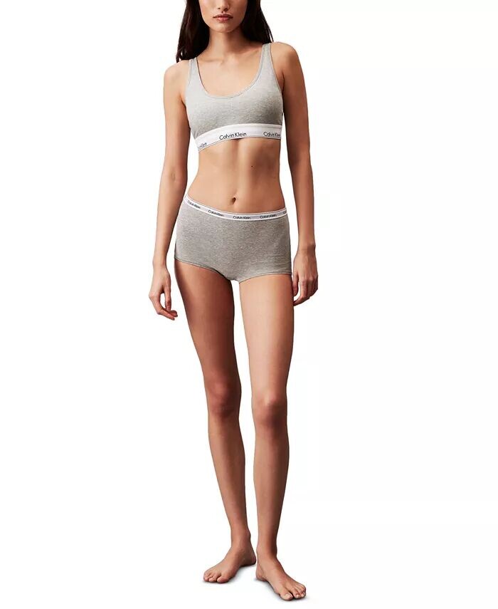 Женское нижнее белье со средней посадкой и современным логотипом QD5195 Calvin Klein, серый — фото 4