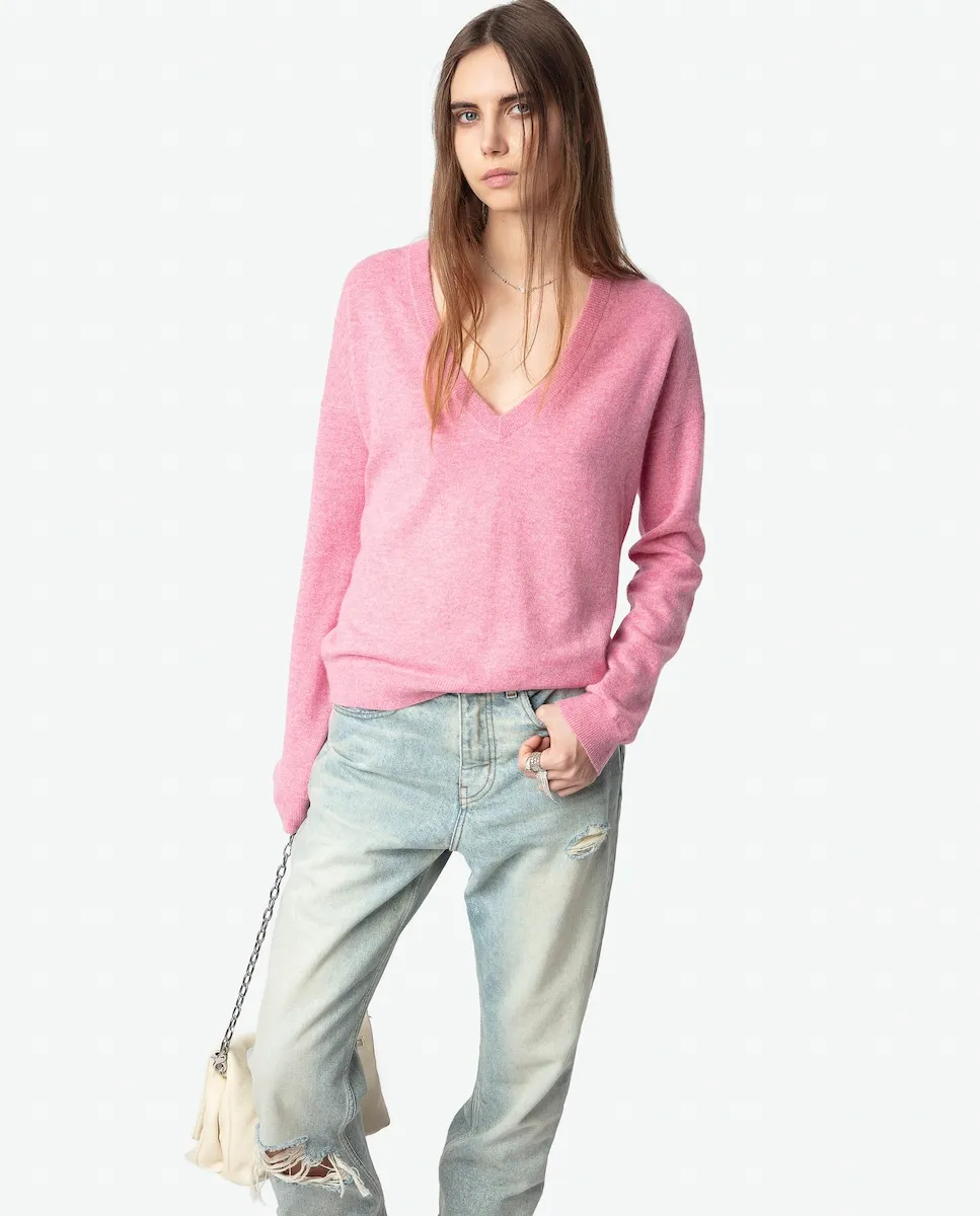

Женский свитер Vivi Patch из 100% кашемира Zadig & Voltaire, розовый