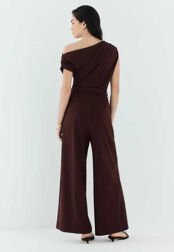 Комбинезон Petite fit ruched occasion jumpsuit Next, шоколадно-коричневый — фото 2
