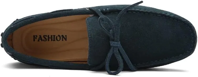 Мокасины кожаные Loafers for Men Square Toe Nubuck Leather, зеленый PUGHGAETZF — фото 4