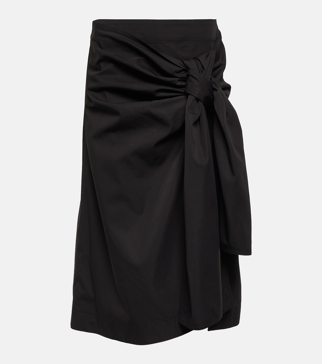 

Собранная миди-юбка из хлопка и шелка Bottega Veneta, Off Black