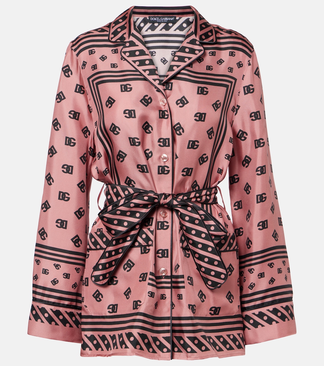

Шелковая атласная рубашка DG Dolce&Gabbana, Rosa Polvere Scuro
