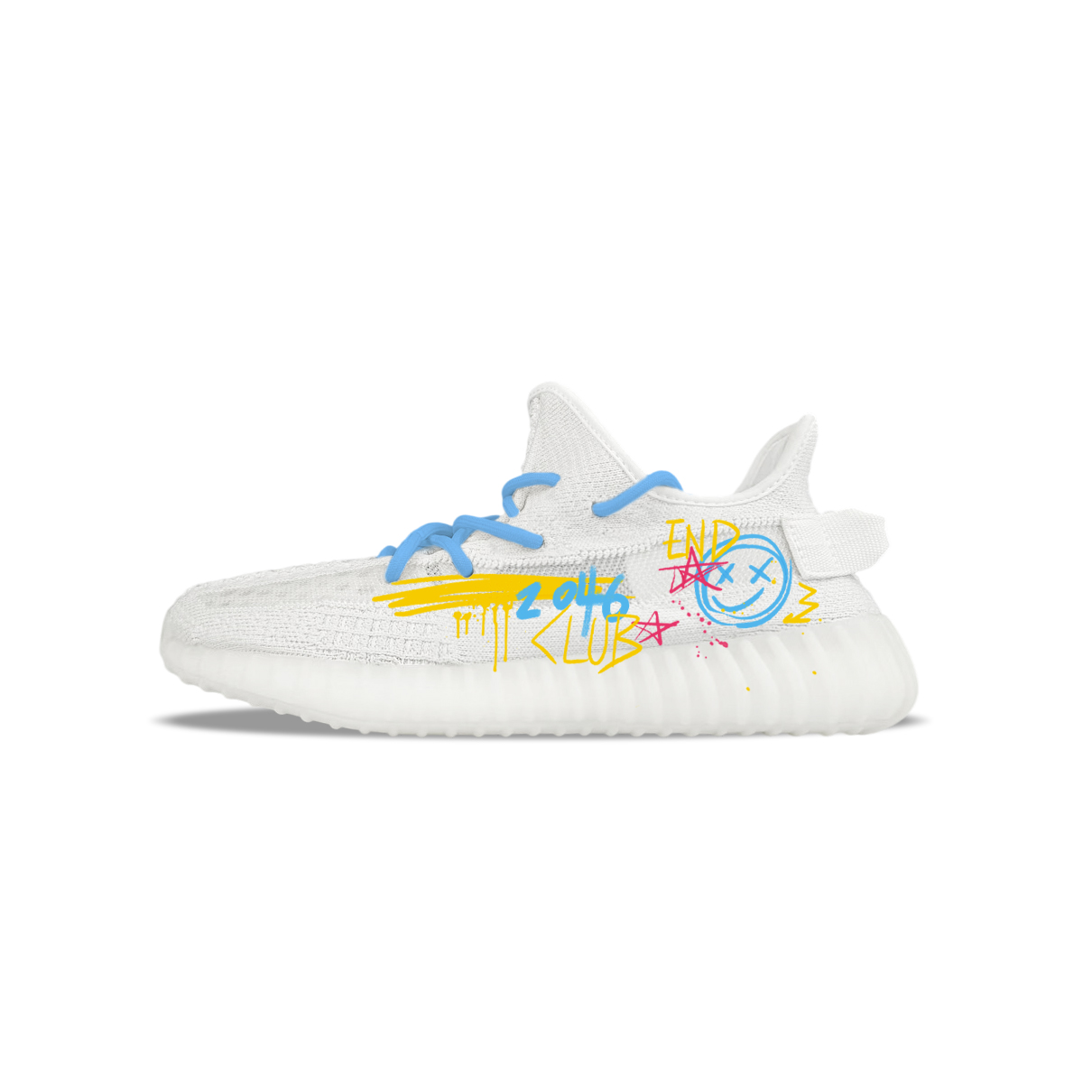 Adidas Originals Низкие повседневные кроссовки Yeezy Boost 350 V2, устойчивые к истиранию, унисекс, белые, синие