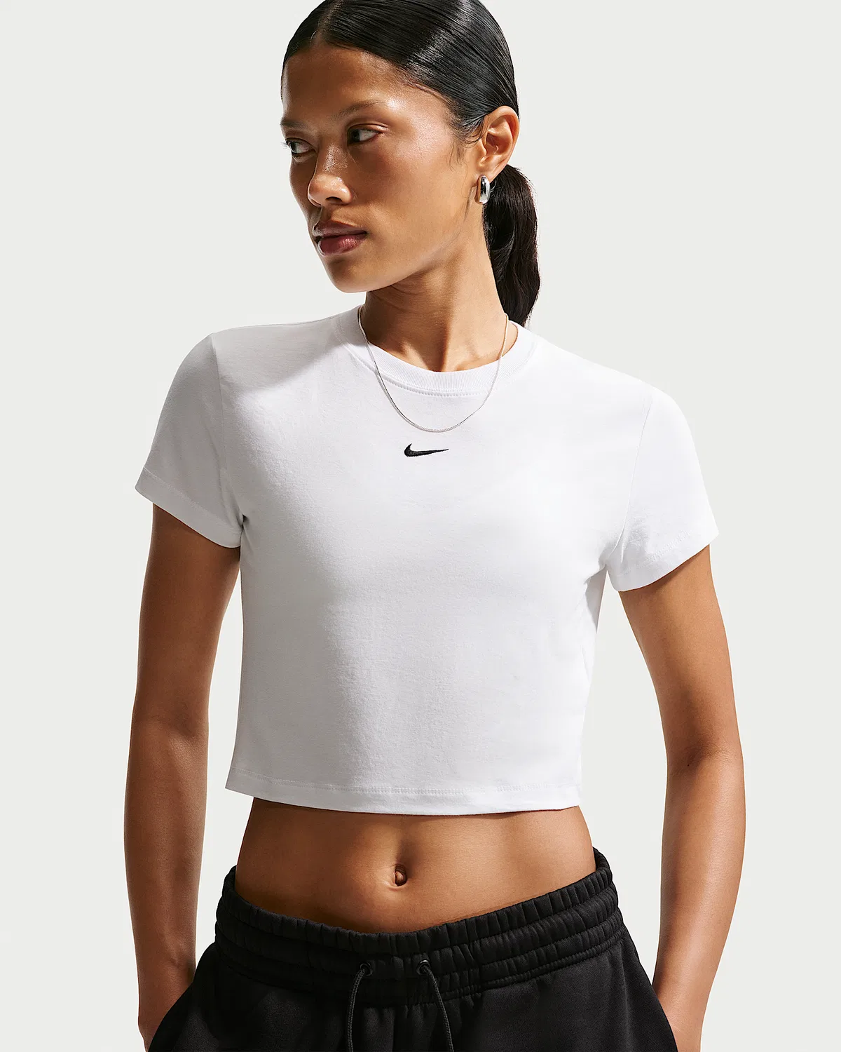 Женская укороченная футболка Nike Sportswear Chill Knit, White/Black