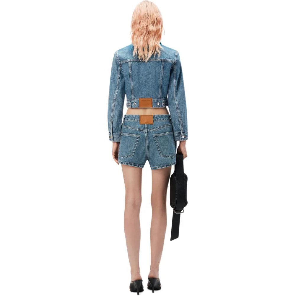 Шорты джинсовые короткие с высокой посадкой Alexander Wang, синий — фото 4
