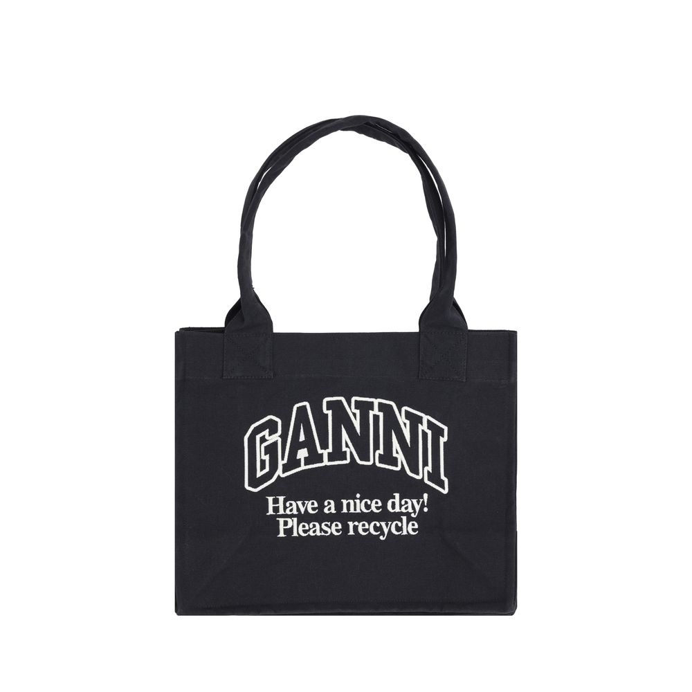 

Сумка-тоут из хлопка Ganni, черный