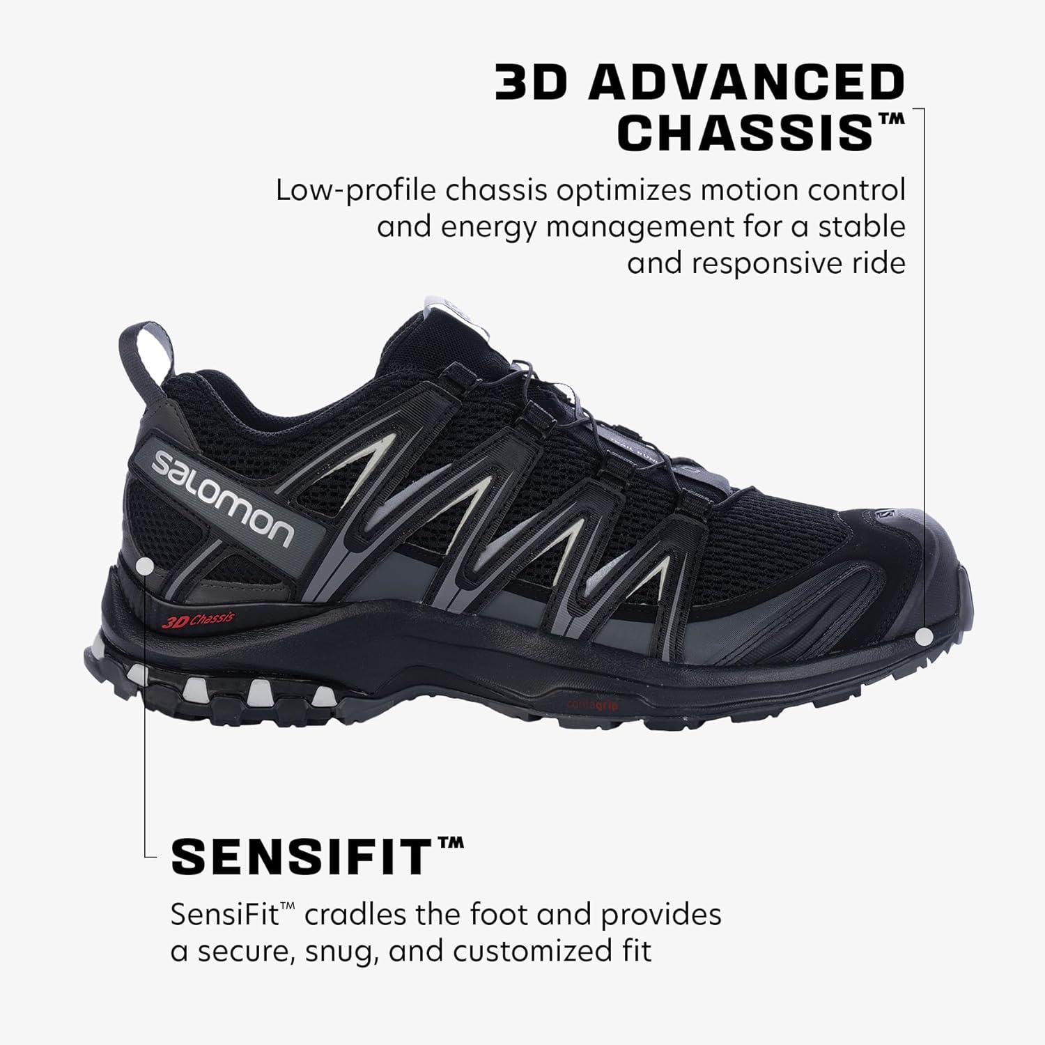 Кроссовки для трейлраннинга Salomon Men's XA PRO 3D, Black/Magnet/Quiet Shade — фото 2