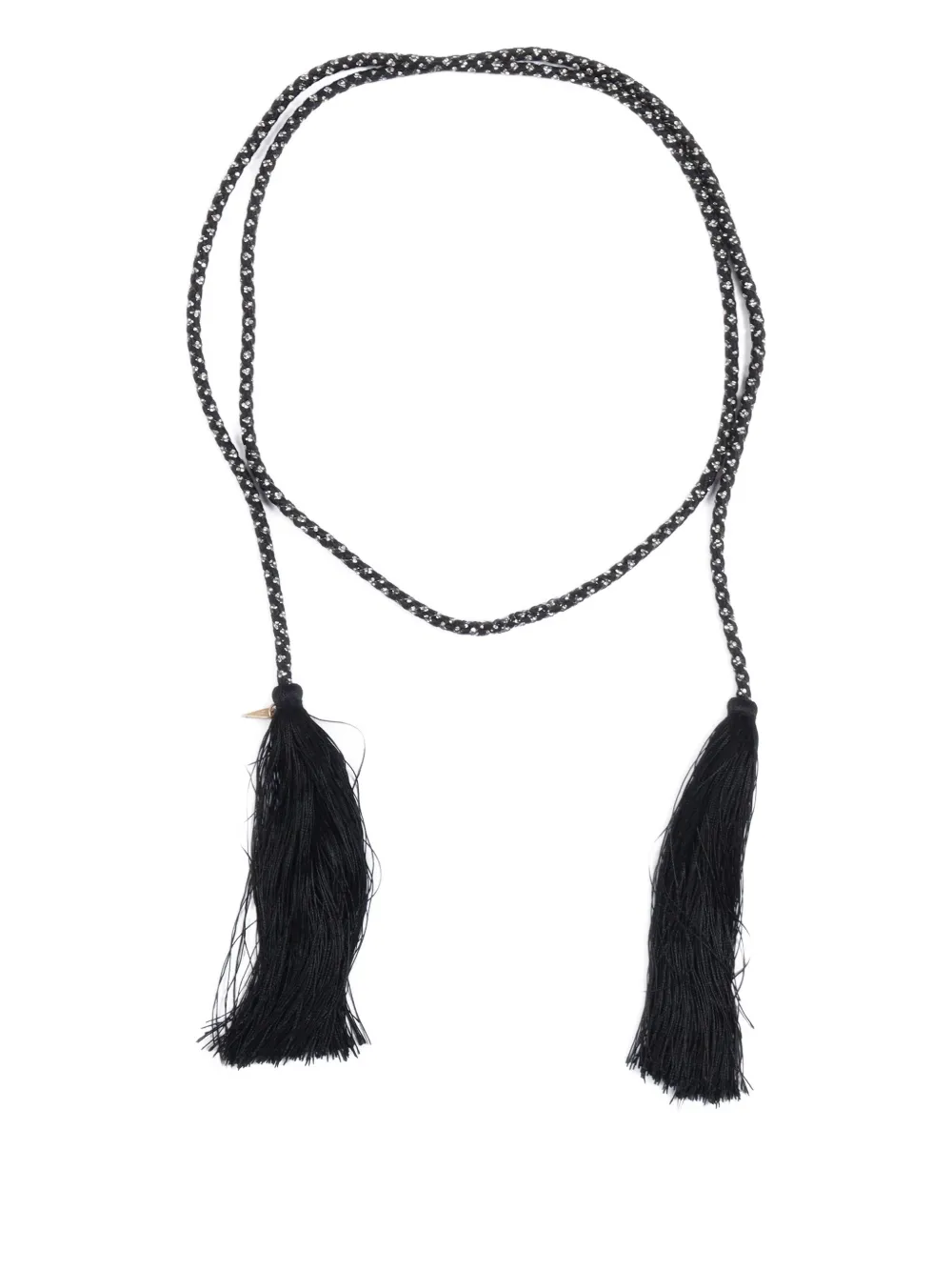 

Пояс-ремень с кисточками и украшением из кристаллов Forte Forte, черный