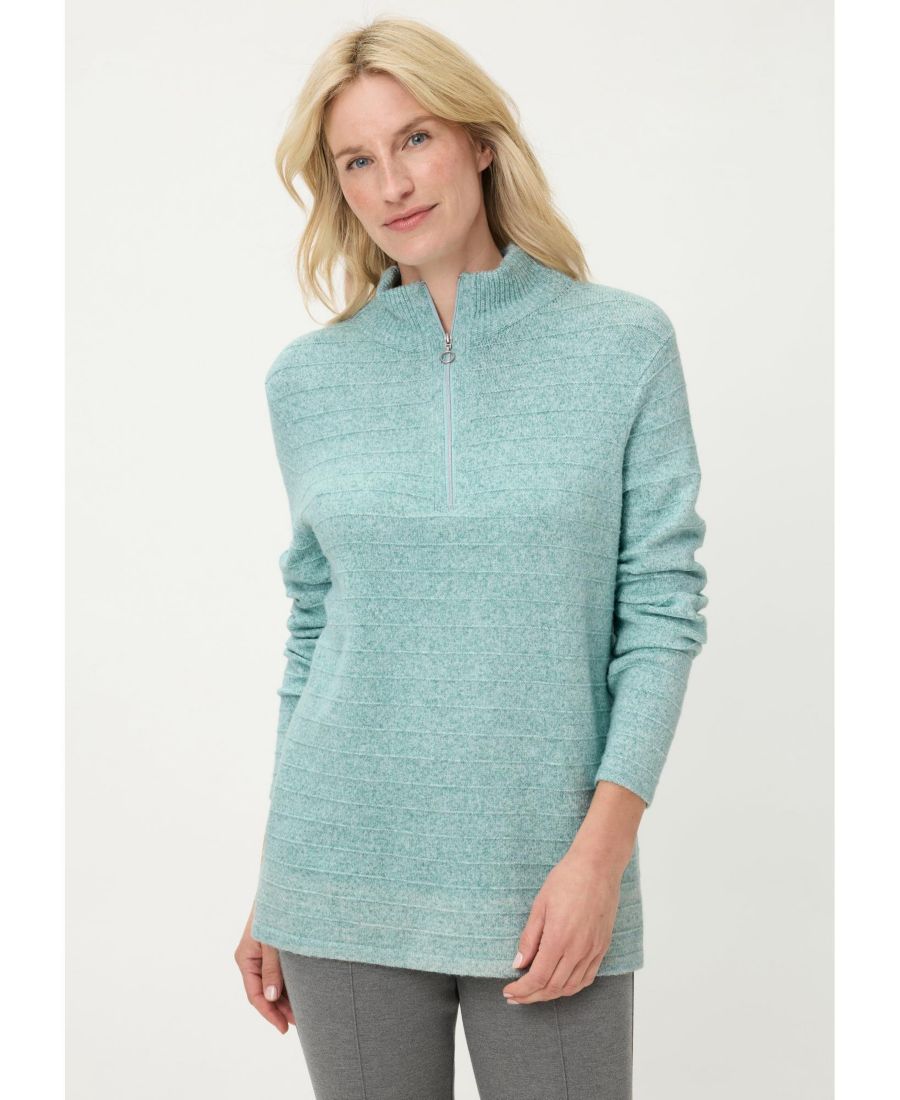 

Женский свитер с половинной молнией Olsen, Dark mint melange