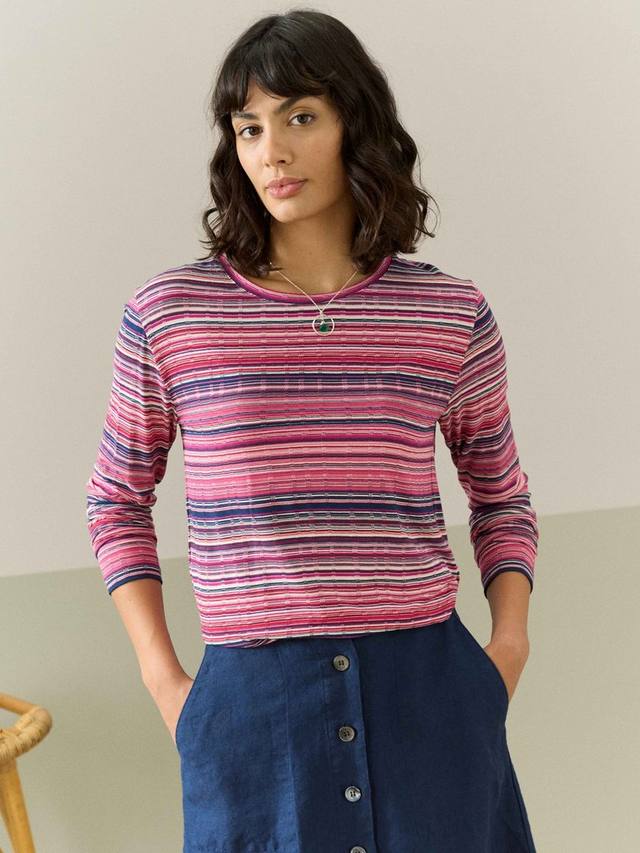 

Трикотажный топ в тонкую полоску Brora, цвет Geranium/Navy