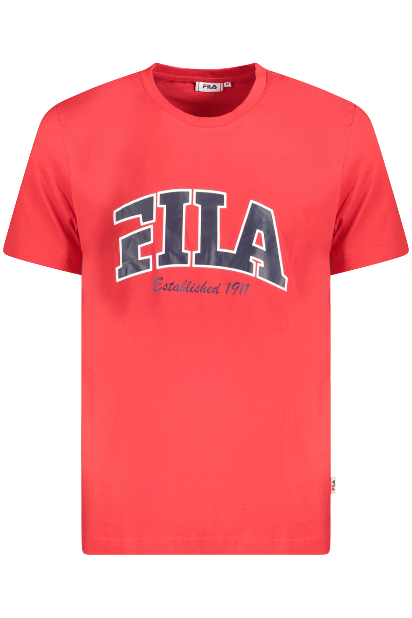 

Мужская футболка Fila хлопковая с контрастным принтом, красный