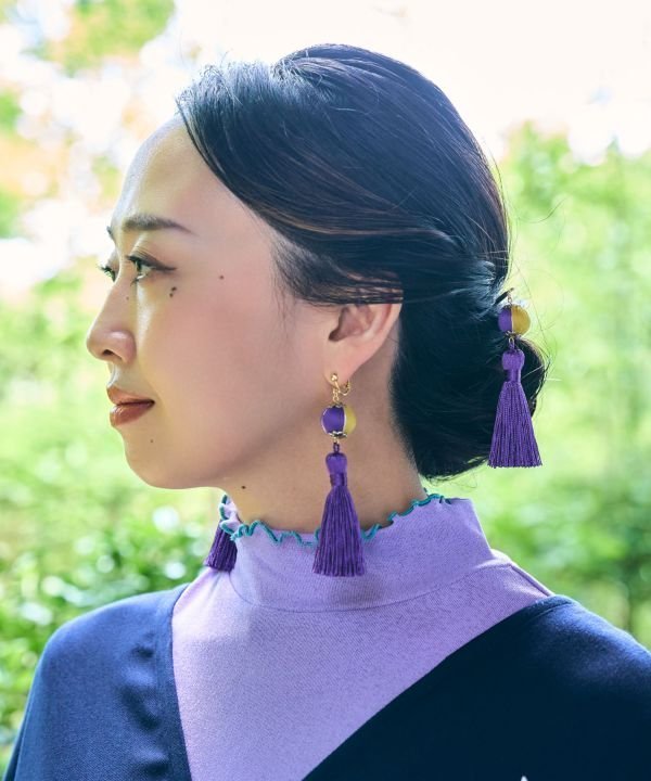 Красочная заколка для волос Темари Канзаши Kaya, purple — фото 2