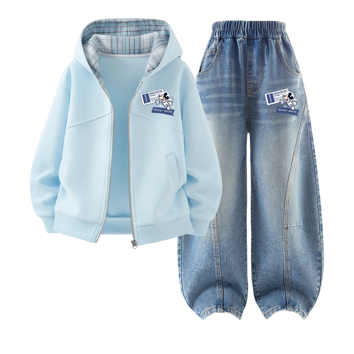 Детский спортивный комплект Casual Sportswear из 2 предметов Disney, Happy Qi K Pudding Blue+Happy Qi K Denim Light Blue — фото 3