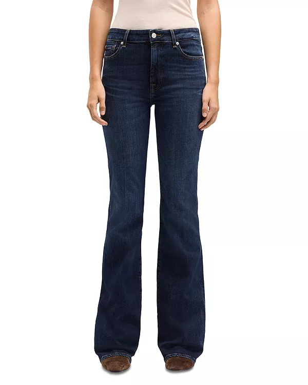 

Джинсы-Клеш с широкими штанинами, цвет «полуночный выцветший». 7 For All Mankind, синий