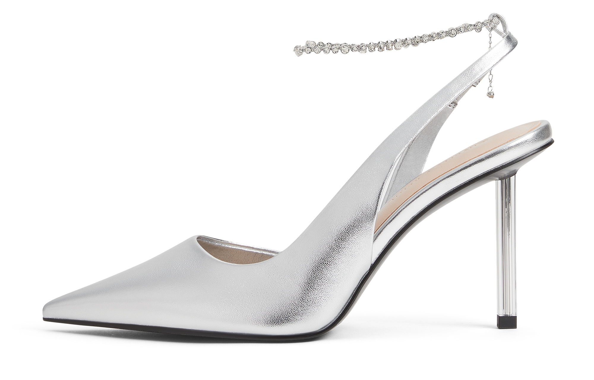 Маленькие бретельки Ck One на сандалиях 9,1 см Женские CHARLES&KEITH, ЧЁРНЫЕ ТЕКСТУРИРОВАННЫЕ Чёрные текстурированные — фото 3