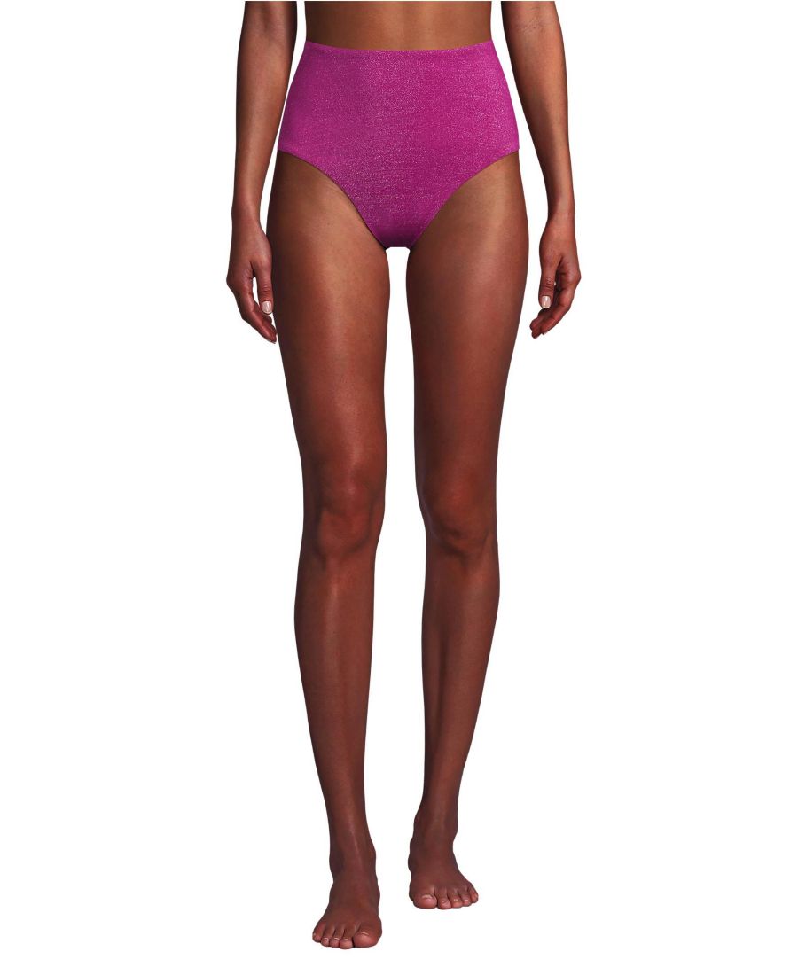 

Женские бикини-трусики Shine с высокой талией Lands' End, Bright magenta shine