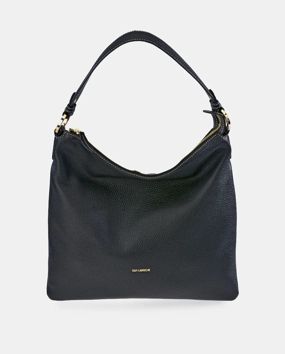 

Кожаная сумка-хобо на молнии Guy Laroche, черный