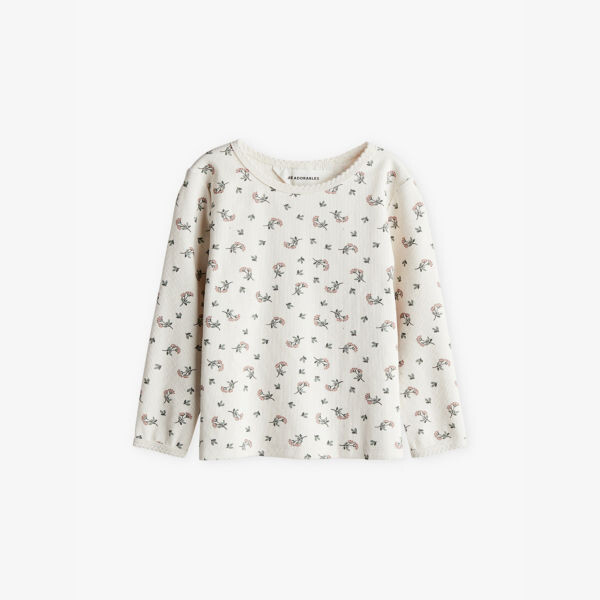 

Футболка из хлопкового трикотажа с цветочным принтом в рубчик 2-10 лет H&M Adorables, белый