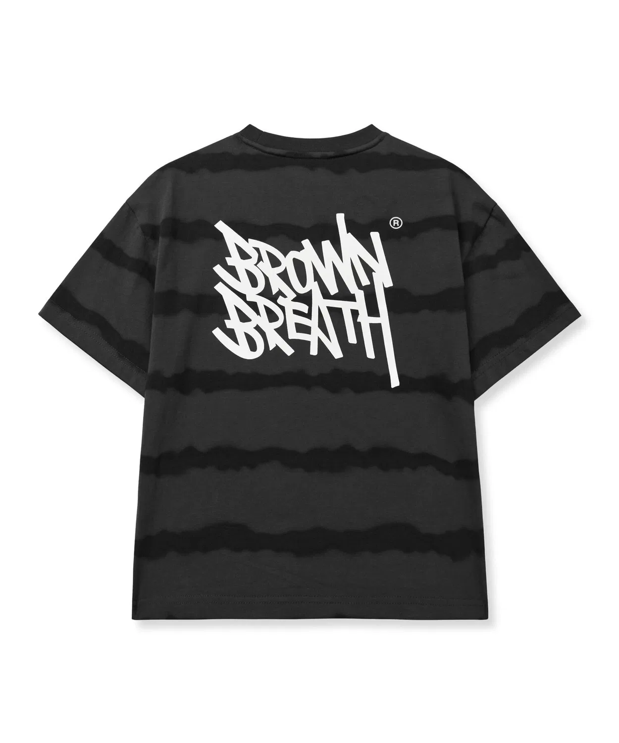 Детская футболка с окрашенными полосками и биркой тёмно-серая от Brownbreath Kids — фото 2
