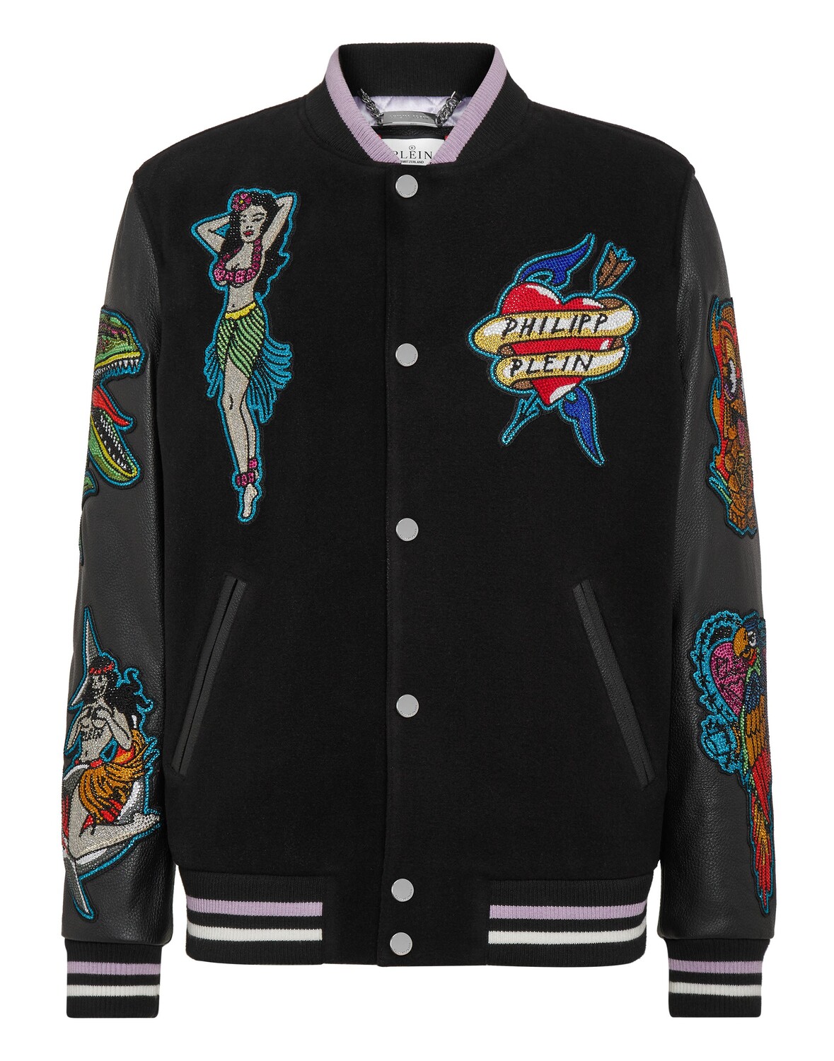 

Кожаный бомбардировщик колледжа Гавайи Philipp Plein, черный