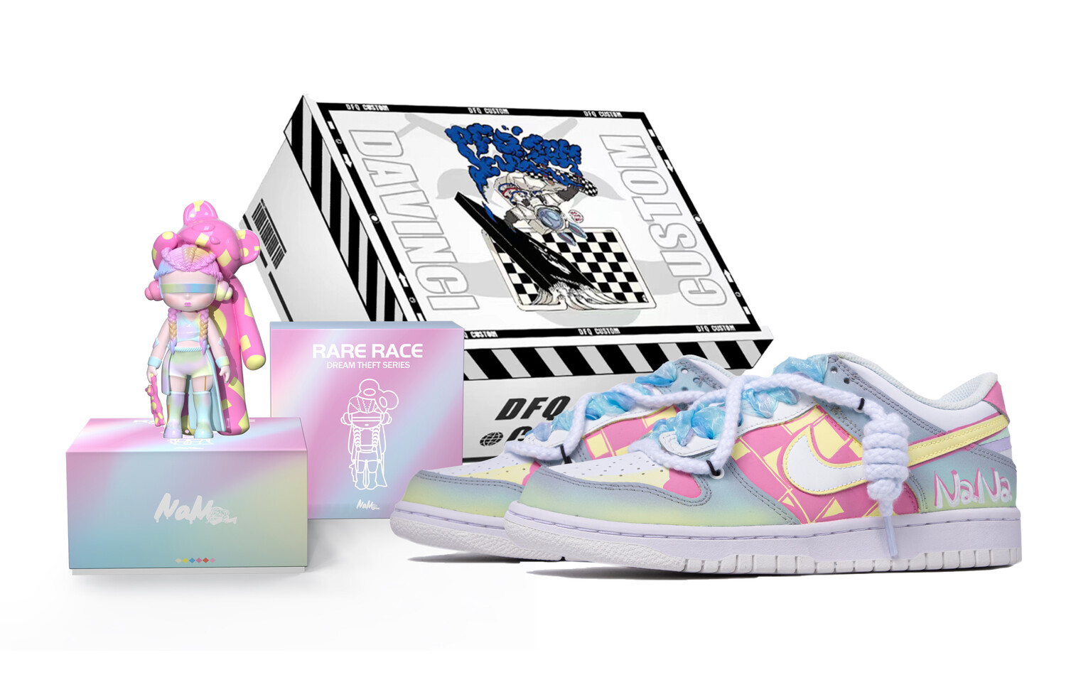 

Кроссовки для скейтбординга Dunk женские с низким верхом розовый/желтый/фиолетовый/белый Nike