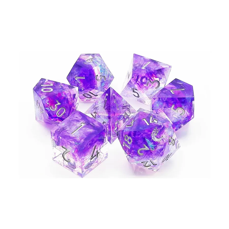 

Поли-набор «Всплеск фиолетового цвета с золотом» (7), Sharp Edged Dice