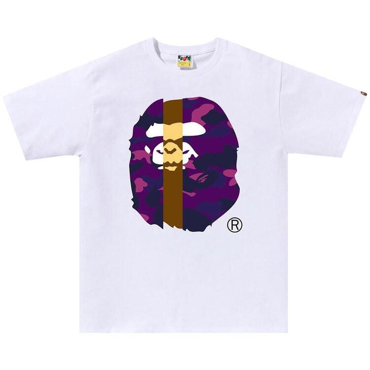 

Футболка BAPE Color Camo Transform Big Ape Head Tee, цвет White/Purple