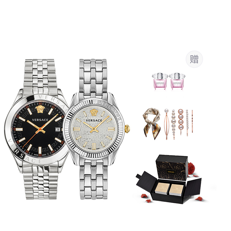 

VERSACE Часы Wrist Watch Quartz Movement White Dial Unisex Limited Fortune Box+Silk Scarf+ Perfume
