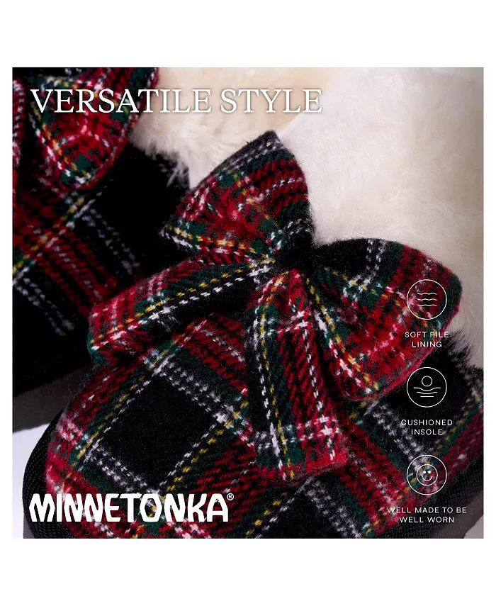 Женские тапочки с бантом и царапинами Minnetonka, красный — фото 3