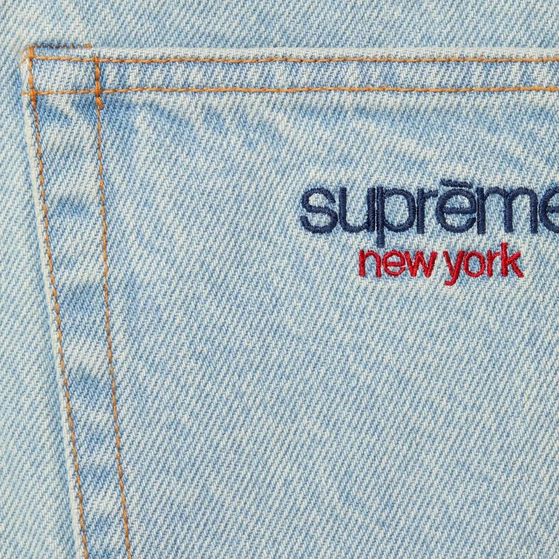 Мешковатые джинсовые шорты Supreme, морской синий/темно-синий — фото 4