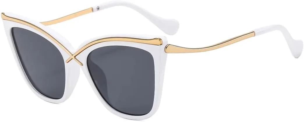 

Женские солнцезащитные очки «кошачий глаз» в винтажном стиле с градиентным переходом цвета, роскошная оправа, защита от УФ-излучения UV400 HHZZYVY, White