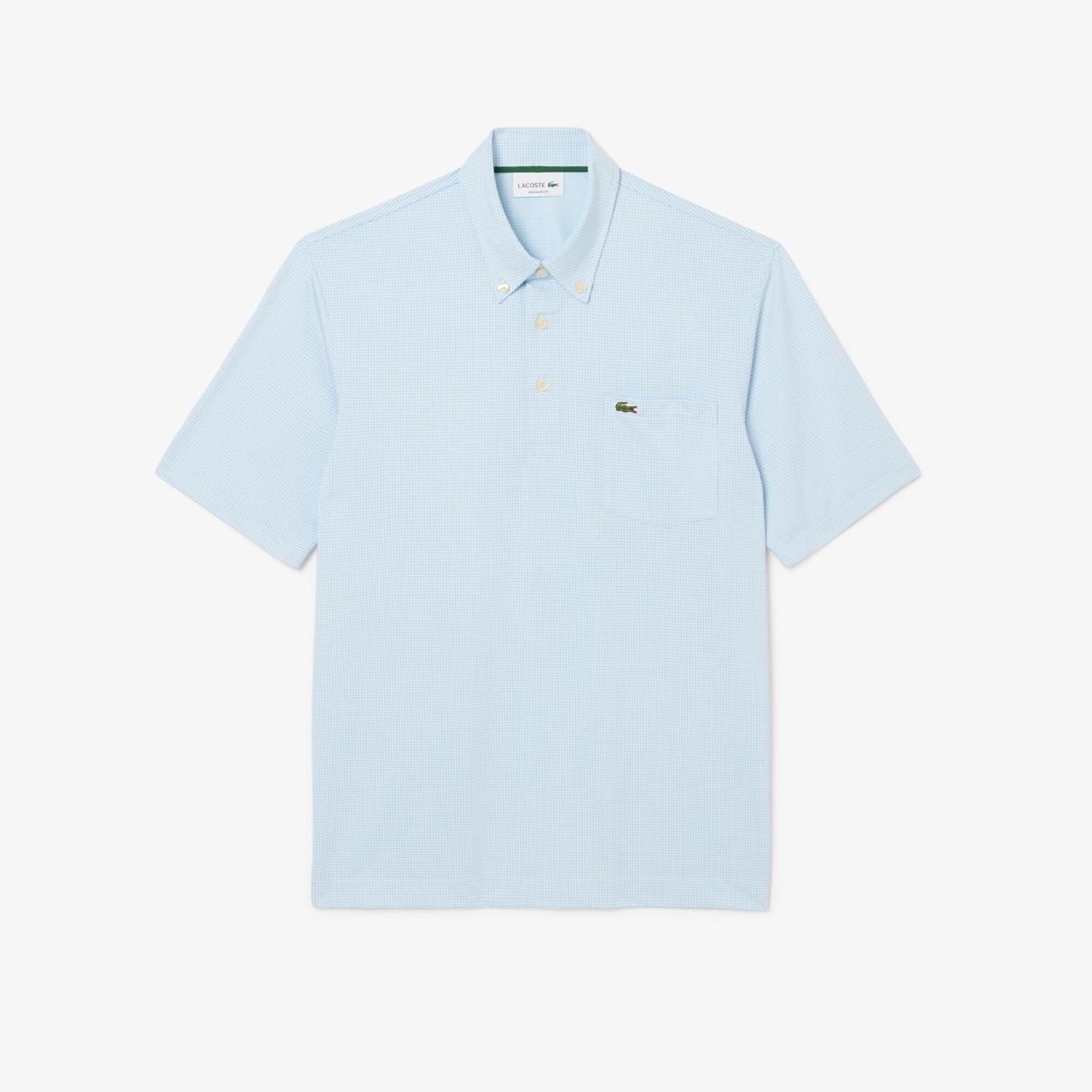 Мужская поло-рубашка Lacoste, дезодорирующая, быстросохнущая, с защитой от УФ-излучения, в мелкую клетку, синий — фото 4