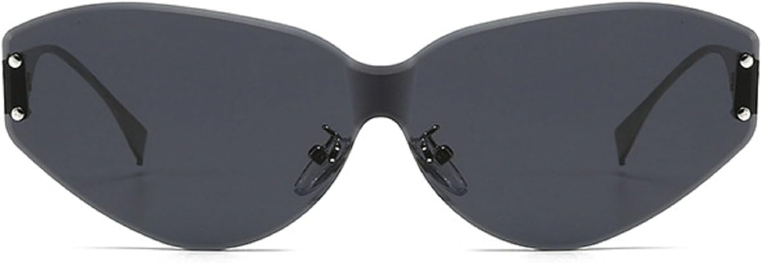 

Роскошные модные солнцезащитные очки «кошачий глаз» для женщин, женские цельные солнцезащитные очки, мужские солнцезащитные очки большого размера, без оправы, N47 mincl, Black