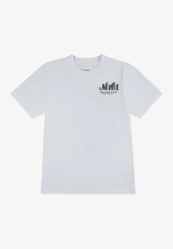 Футболка с принтом в виде эскиза нью-йорка Abercrombie & Fitch, Bright White
