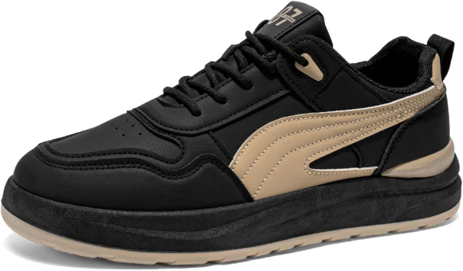 

Мужские модные кожаные кроссовки на высокой подошве с круглым носком, шнуровкой, низкие, повседневные, удобные, легкие, противоскользящие, для ходьбы, ежедневных поездок на работу, бега, вождения, путешествий и занятий в спортзале Yrzhgdl, черны...