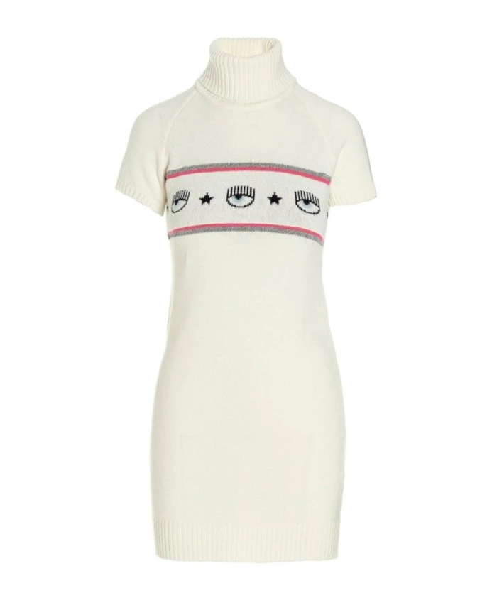 

Белое платье с короткими рукавами Chiara Ferragni Collection, белый