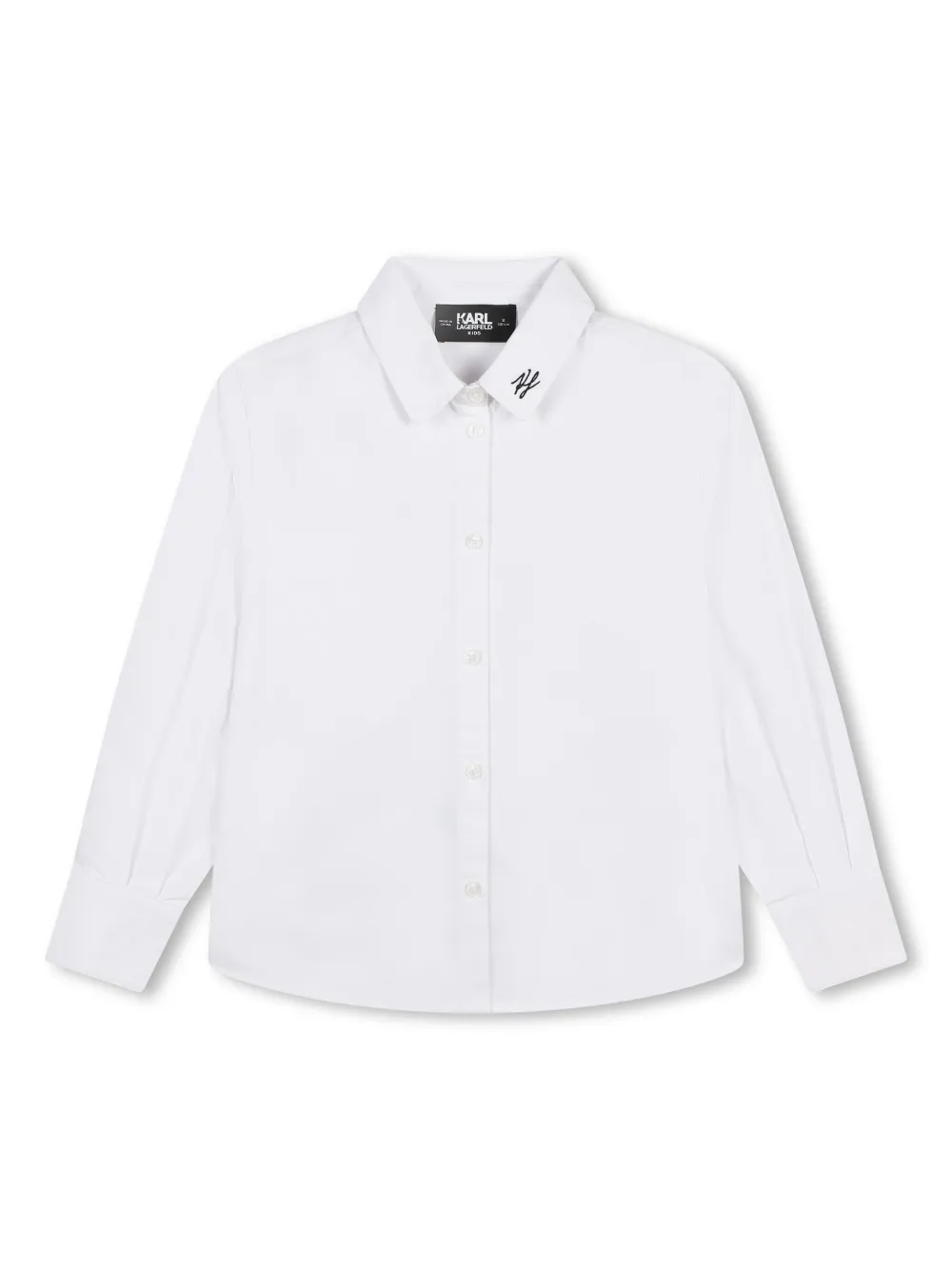 

Рубашка с вышитым логотипом KARL LAGERFELD KIDS, белый