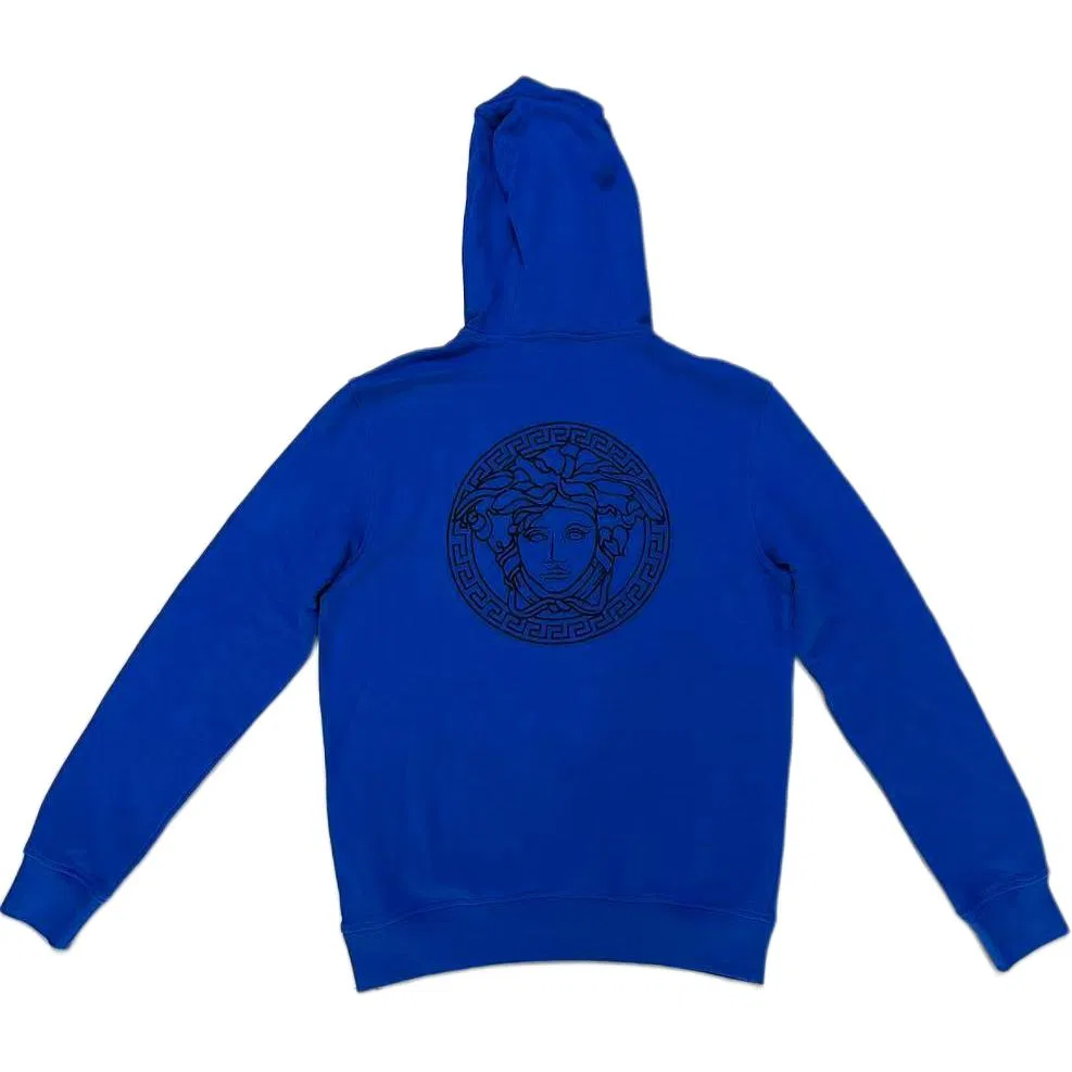 Толстовка мужская синяя с капюшоном Regular VERSACE, Blue — фото 3