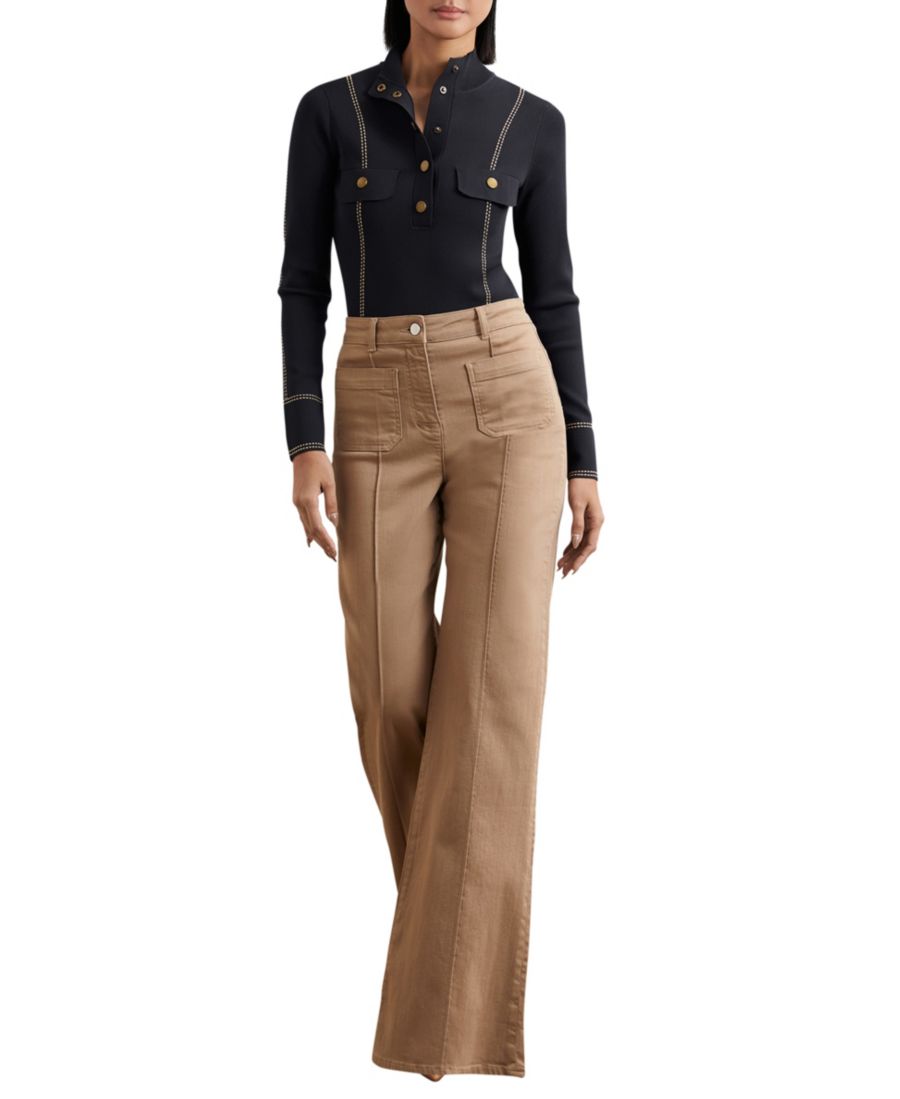 

Женская трикотажная блузка с контрастной строчкой REISS, Navy