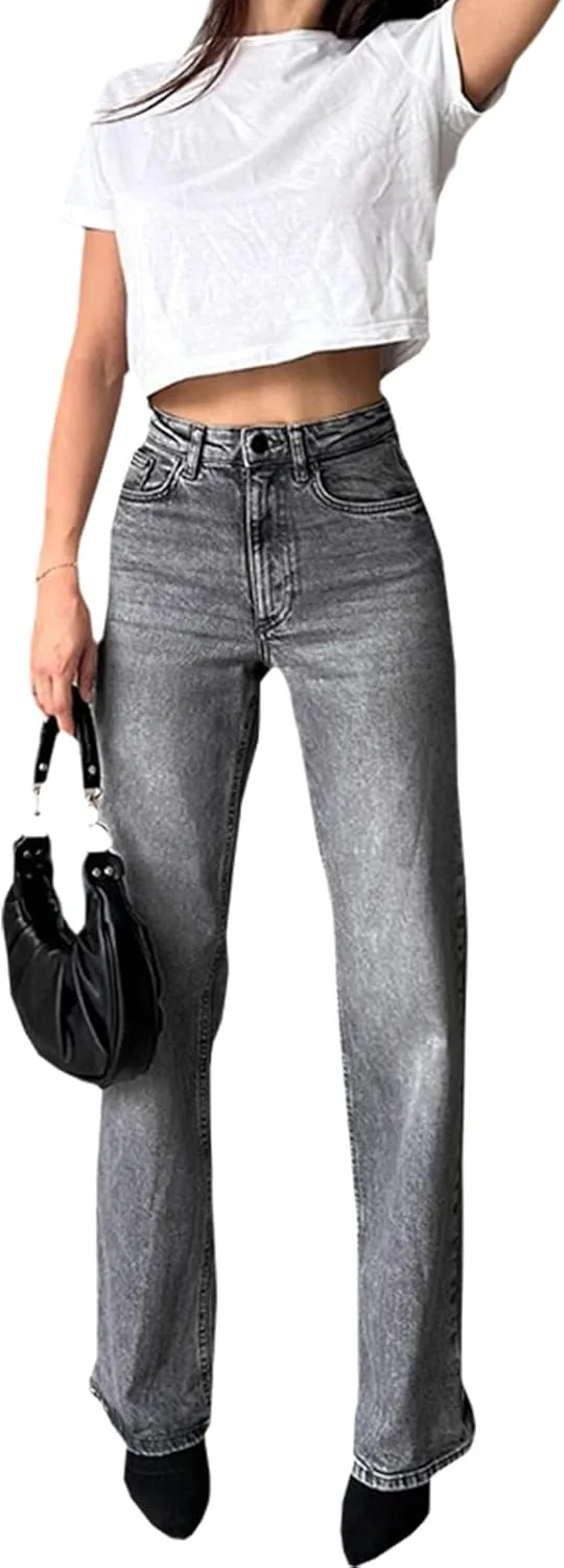 

ZERMOM Женские джинсы Wide Leg с высокой посадкой