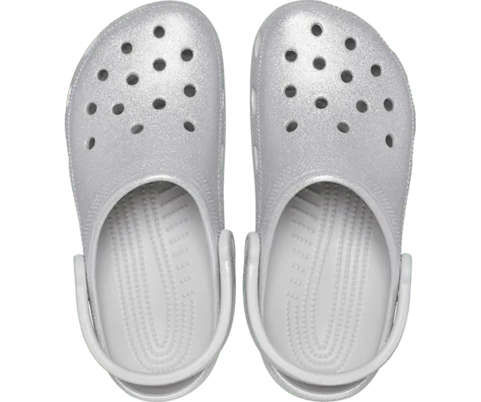 Классические блестящие сабо Crocs женские, цвет Silver Glitter — фото 3
