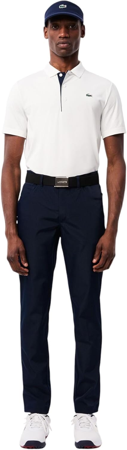Поло Lacoste мужское Regular Fit с защитой от УФ, белый/темно-синий — фото 4