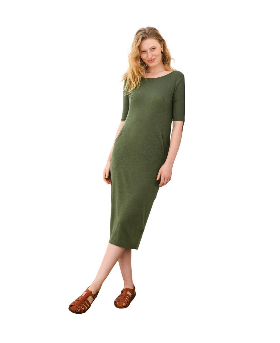 

Женское миди-платье из смесовой льняной ткани с застежкой на пуговицы сзади Celtic & Co, Khaki