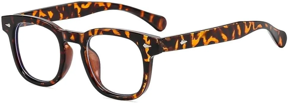 

Модные женские солнцезащитные очки с квадратными заклепками, в стиле ретро, ​​желто-синие, с защитой от УФ-излучения UV400 и прозрачными линзами SKFGNX, Leopard Clear