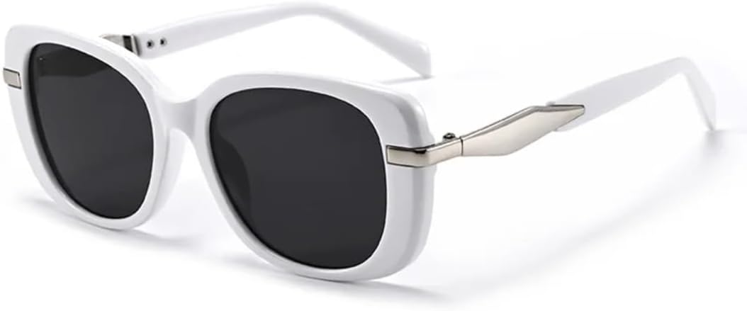 

Винтажные квадратные солнцезащитные очки для женщин, модные, очень большие, с защитой от УФ-излучения UV400, для мужчин, в стиле панк, конфетные цвета TVTBBVV, White-black